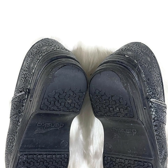 Dansko Black Embossed Leather Professional Clogs - Picture 6 of 11